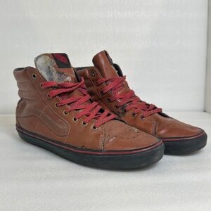 Vans Men's Brown and Red High-Top Sneakers